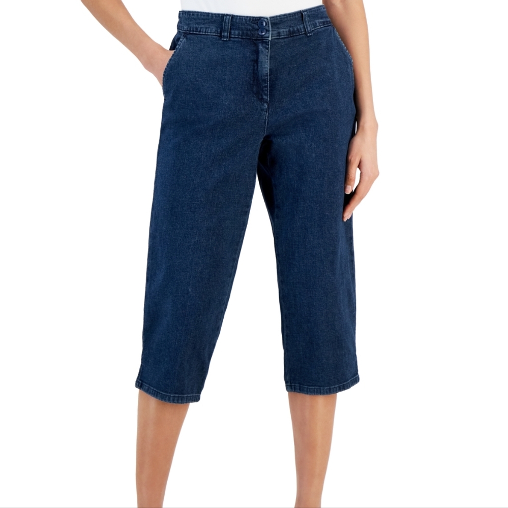 New Karen Scott Petite Comfort Waist Capri Jeans, New 16P Stretch